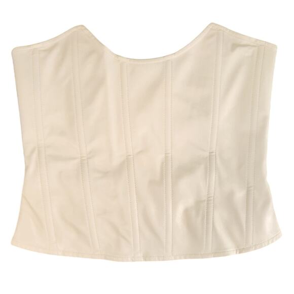 MIAOU Creme Strapless Paloma Elsesser Leia Faux Leather Corset, Size Small - Picture 2 of 11